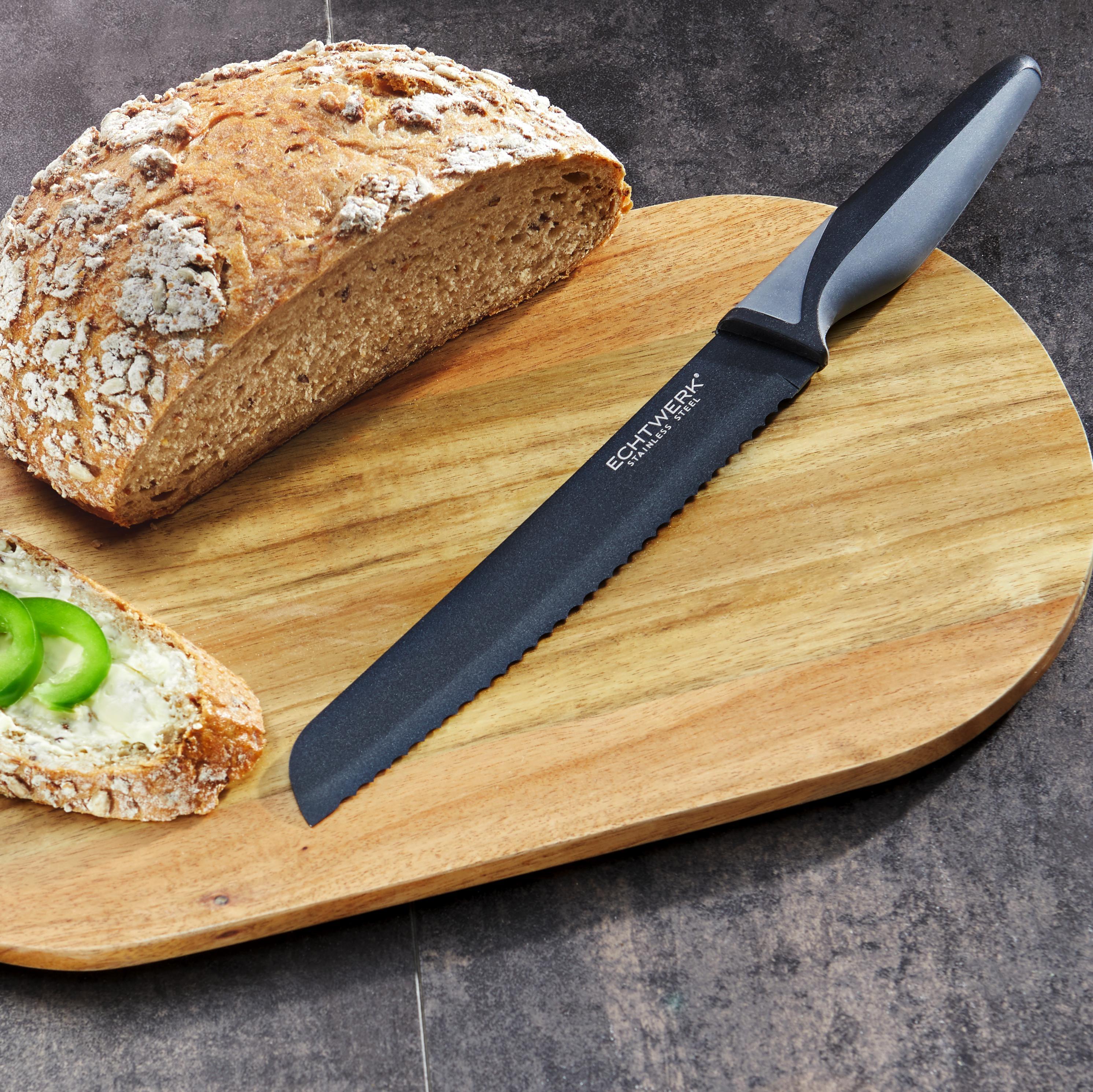Echtwerk Brotmesser Blacksteel - Schwarz, MODERN, Kunststoff/Metall (32,5cm) - Echtwerk