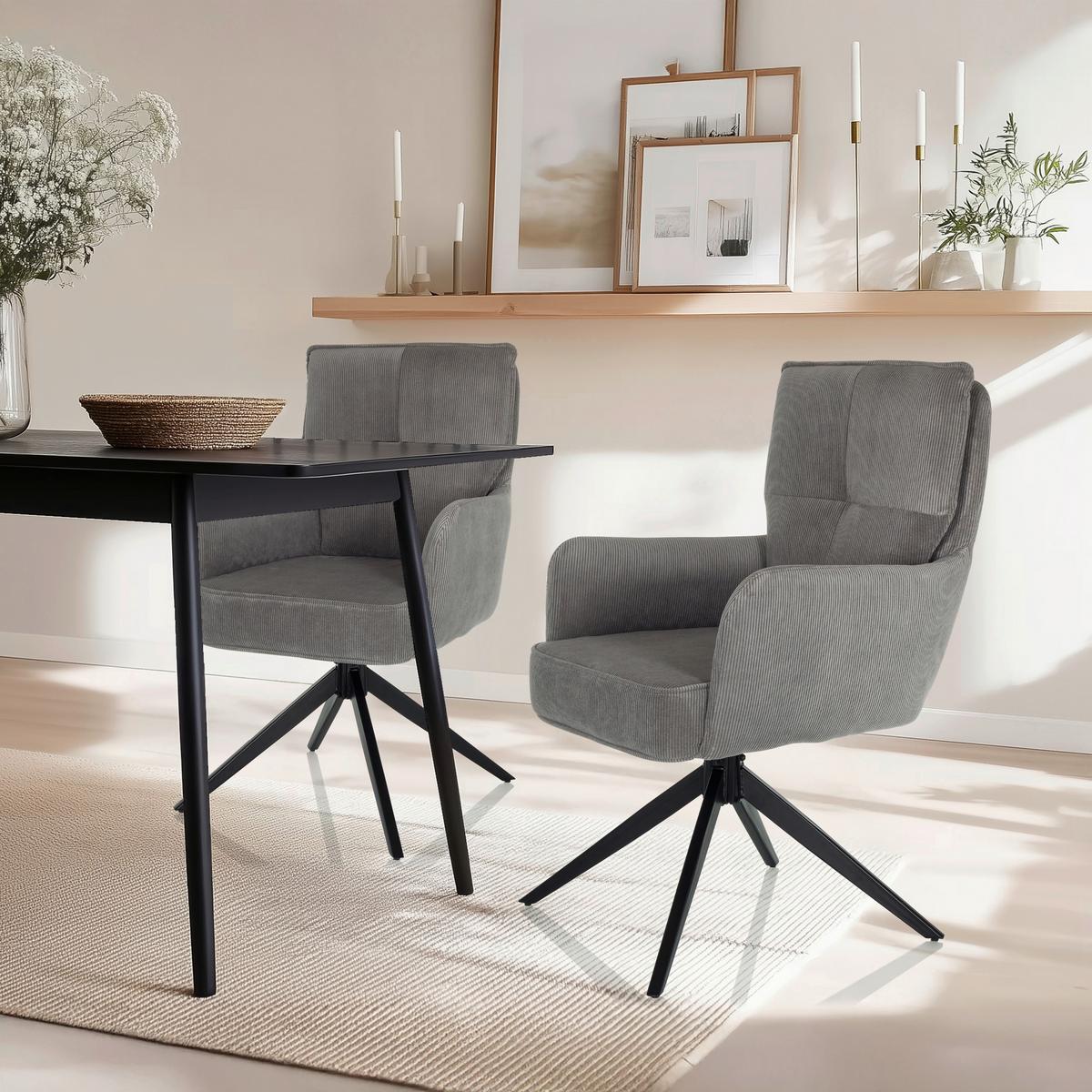 Naslanjač Tarugo, Siva - siva/črna, Moderno, kovina/tekstil (58/94/60cm) - MID.YOU