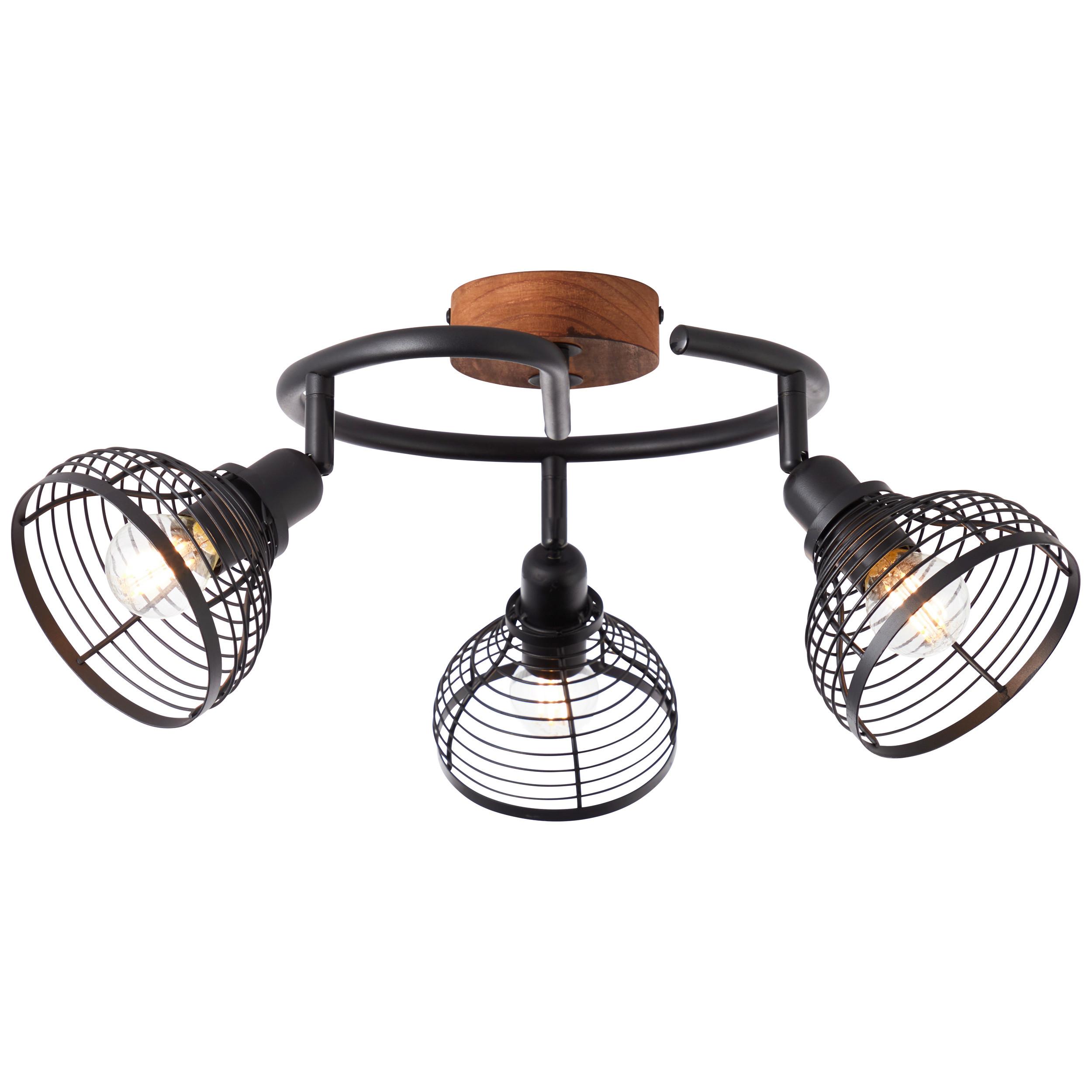 Strahler Avia Braun/Schwarz max. 40 Watt - Schwarz/Braun, Natur, Holz/Metall (50/16cm) - Brilliant
