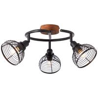 Strahler Avia Braun/Schwarz max. 40 Watt - Schwarz/Braun, Natur, Holz/Metall (50/16cm) - Brilliant