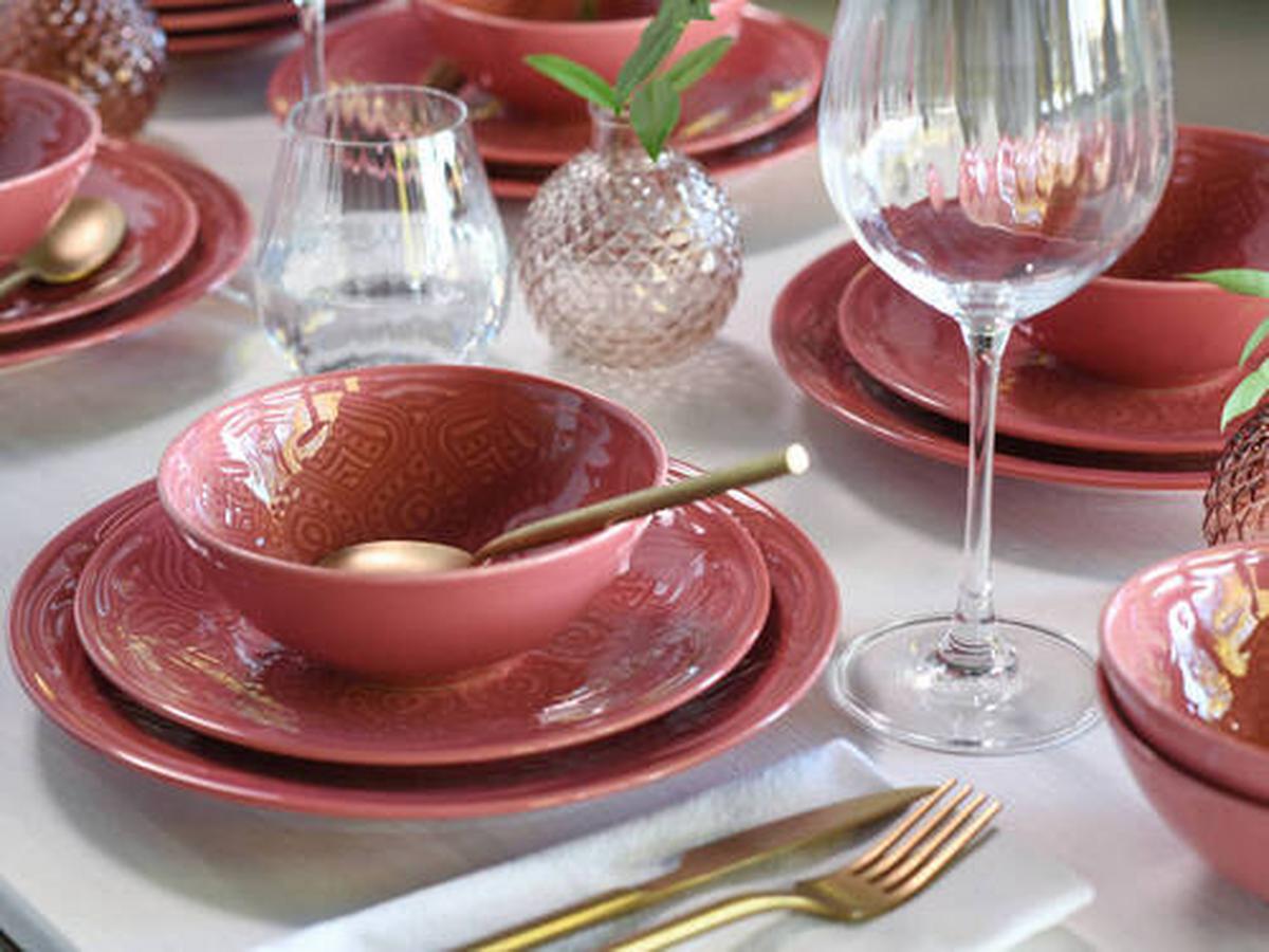 Jedilni Servis Orient Mandala, 18-Delni - temno roza, Trend, keramika - Creatable