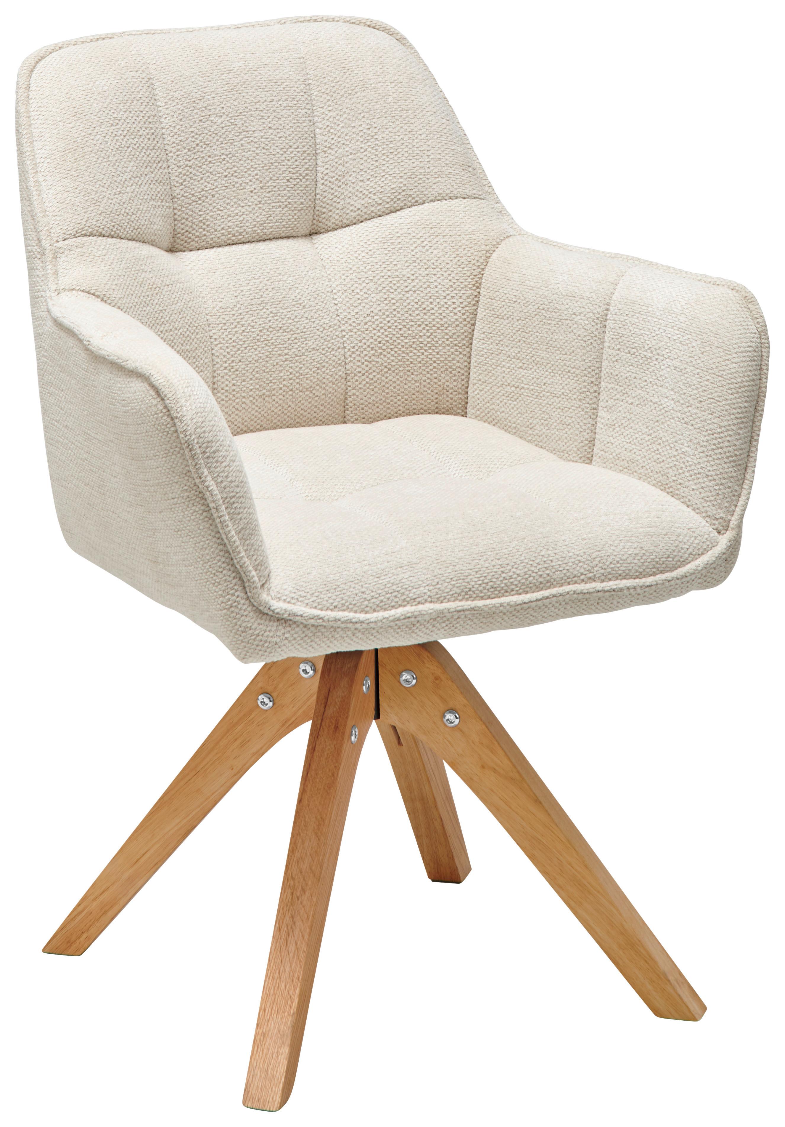 KRZESŁO Z PODŁOKIETNIKAMI KERRY - beżowy/kolor dębowy, Lifestyle, drewno/tkanina (61/85/63cm) - MID.YOU