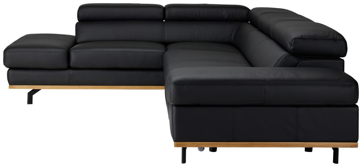 Wohnlandschaft Carmen Schwarz - Schwarz, Modern, Leder/Holz (292/72/226cm) - Premium Living