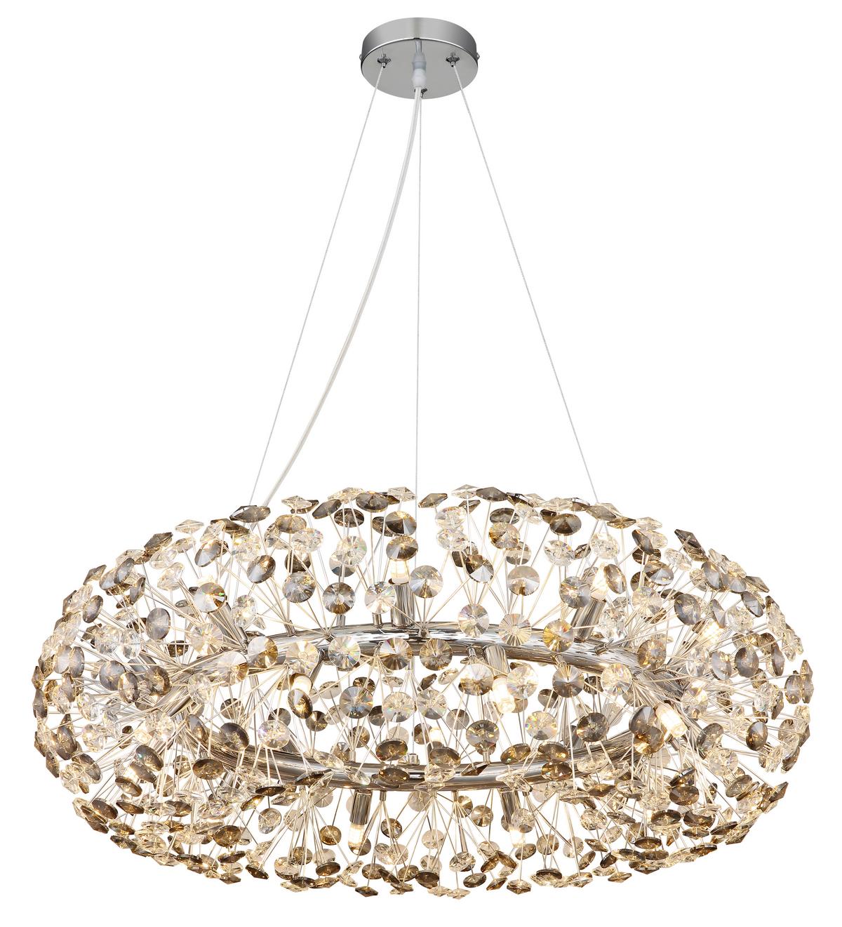 KRISTALL-HÄNGELEUCHTE 64135H3C  KATRINA - Klar/Chromfarben, Lifestyle, Glas/Kunststoff (80/150cm) - Globo