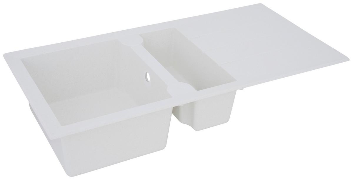 Spüle Alineo Weiß Kunststein B/T ca. 100x50 cm - Weiß, Trend, Stein (100/21/50cm) - Respekta