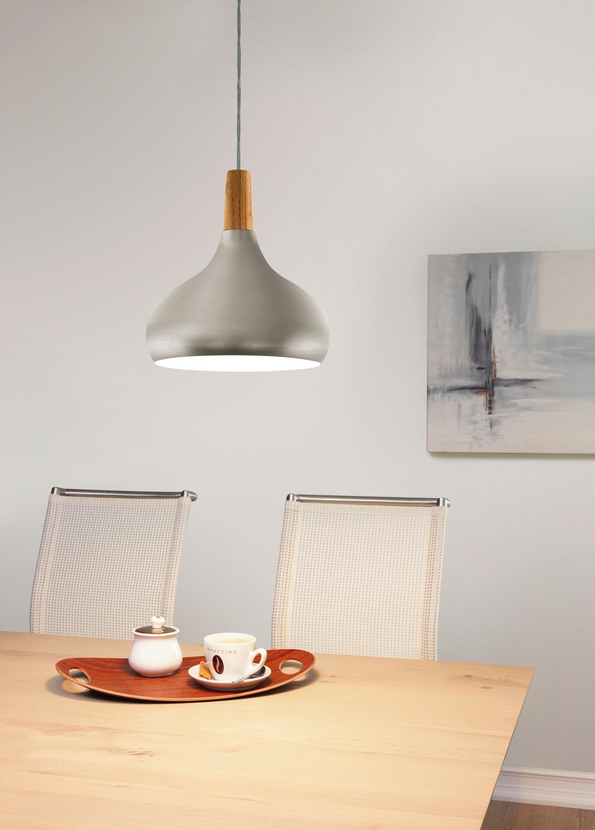 Hängeleuchte 96985* Sabinar - Hellbraun/Silberfarben, Trend, Holz/Metall (28/110cm) - Eglo