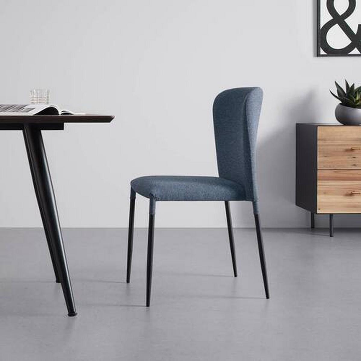 KRZESŁO NIO - niebieski/czarny, Modern, metal/drewno (43/86/53cm) - Bessagi Home