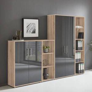 Aktenschrank Office Edition Sw Set 4 Sonoma Eiche/Weiß - Anthrazit Hochglanz/Sonoma Eiche, MODERN, Holzwerkstoff (257/186/33cm) - MID.YOU