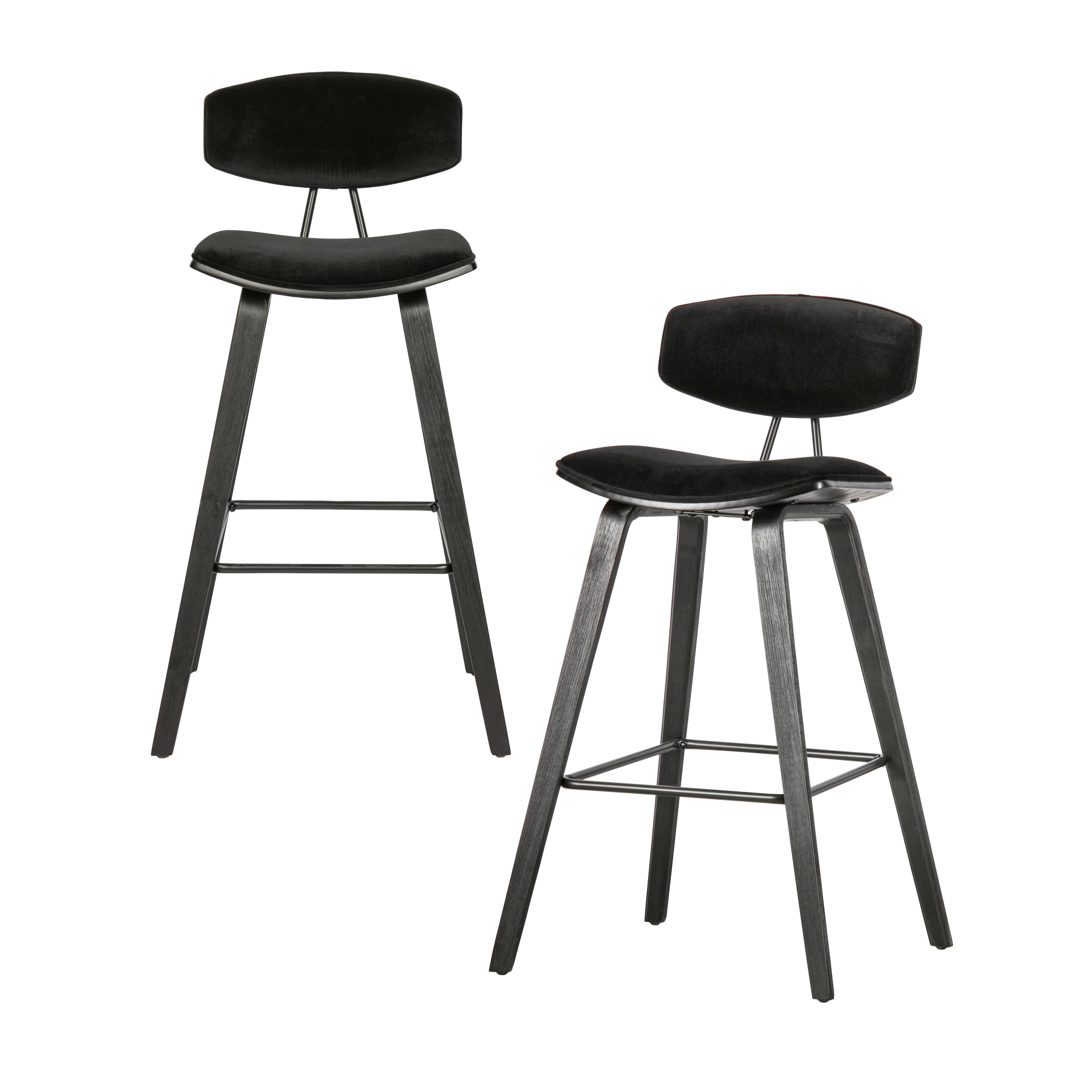 BARHOCKER-SET Senn Schwarz B: 42cm - Schwarz, MODERN, Textil/Metall (42/91/48cm) - Livetastic