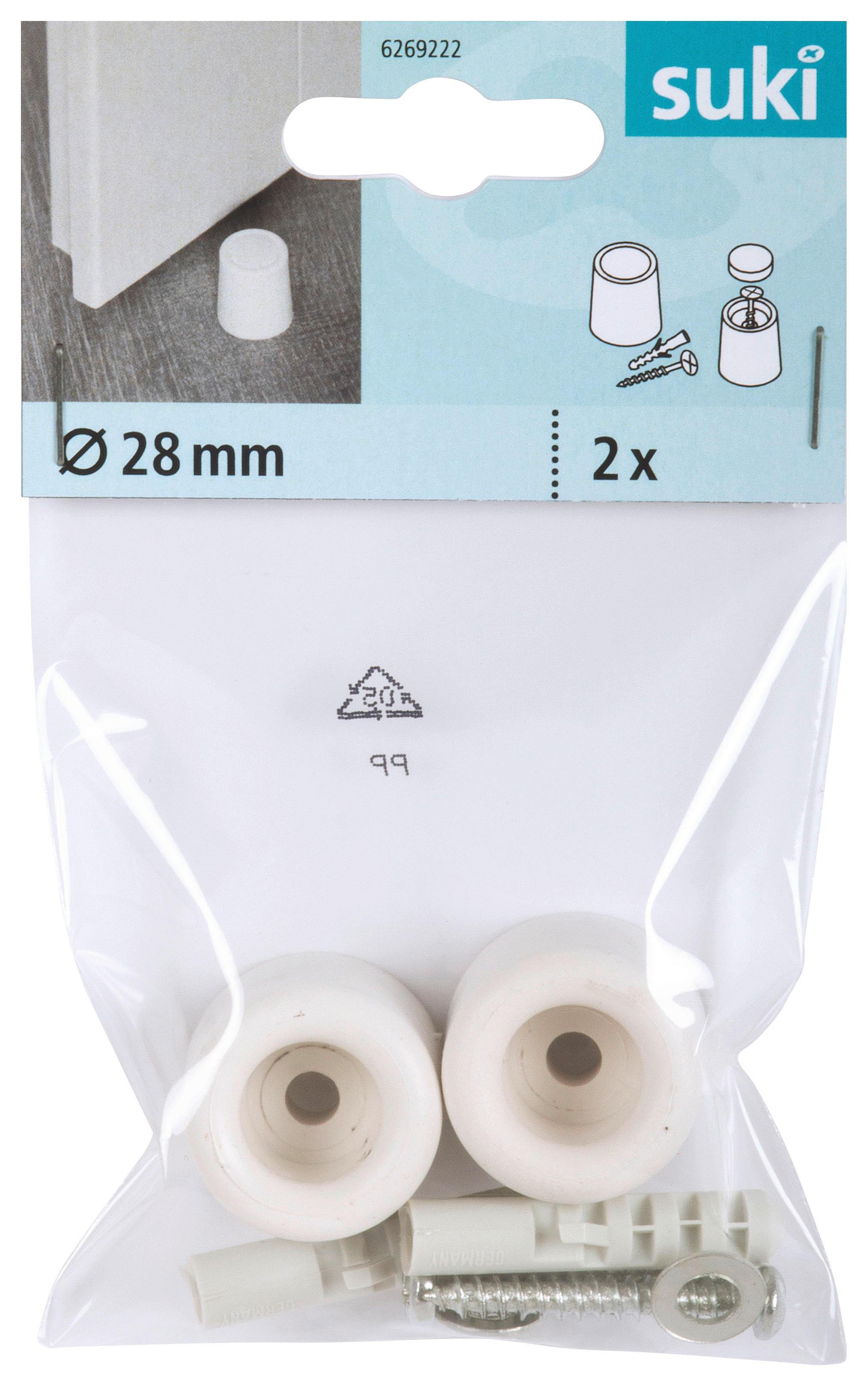 Ajtóütköző 28mm 2db - fehér, műanyag (2,8/2,5cm) - Suki