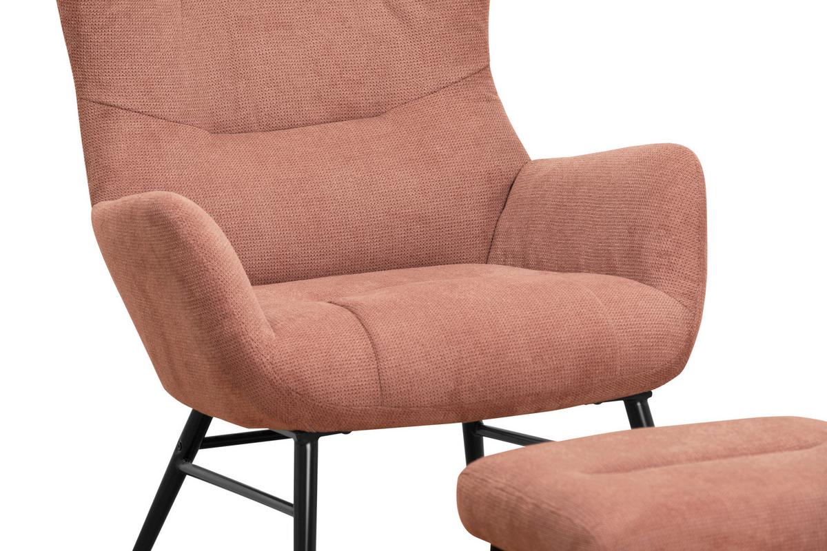 ZESTAW FOTELI RELAKSACYJNYCH LAURA - czarny/brudny róż, Design, metal/tkanina (84/73/100cm) - Livetastic