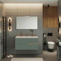 Bază pentru lavoar Eva - verde salvie/stejar sălbatic, Modern, material pe bază de lemn (100/51/46cm)