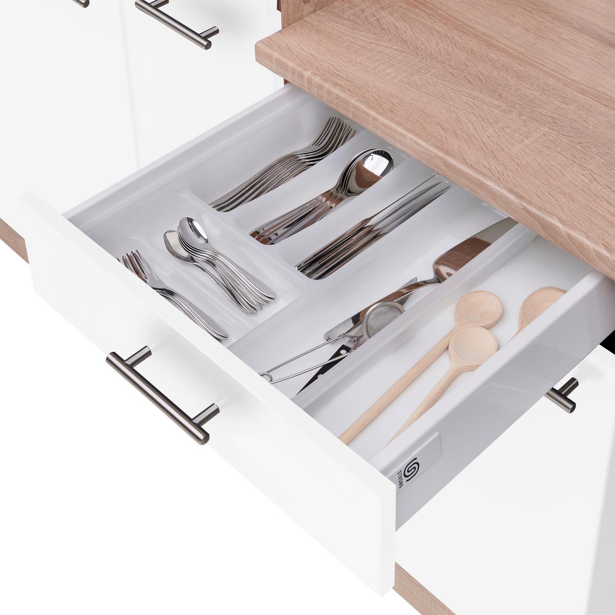 Küchenblock Economy Weiß/Eiche B: ca. 310 cm - Eichefarben/Weiß, Basics, Holzwerkstoff (310cm) - Respekta