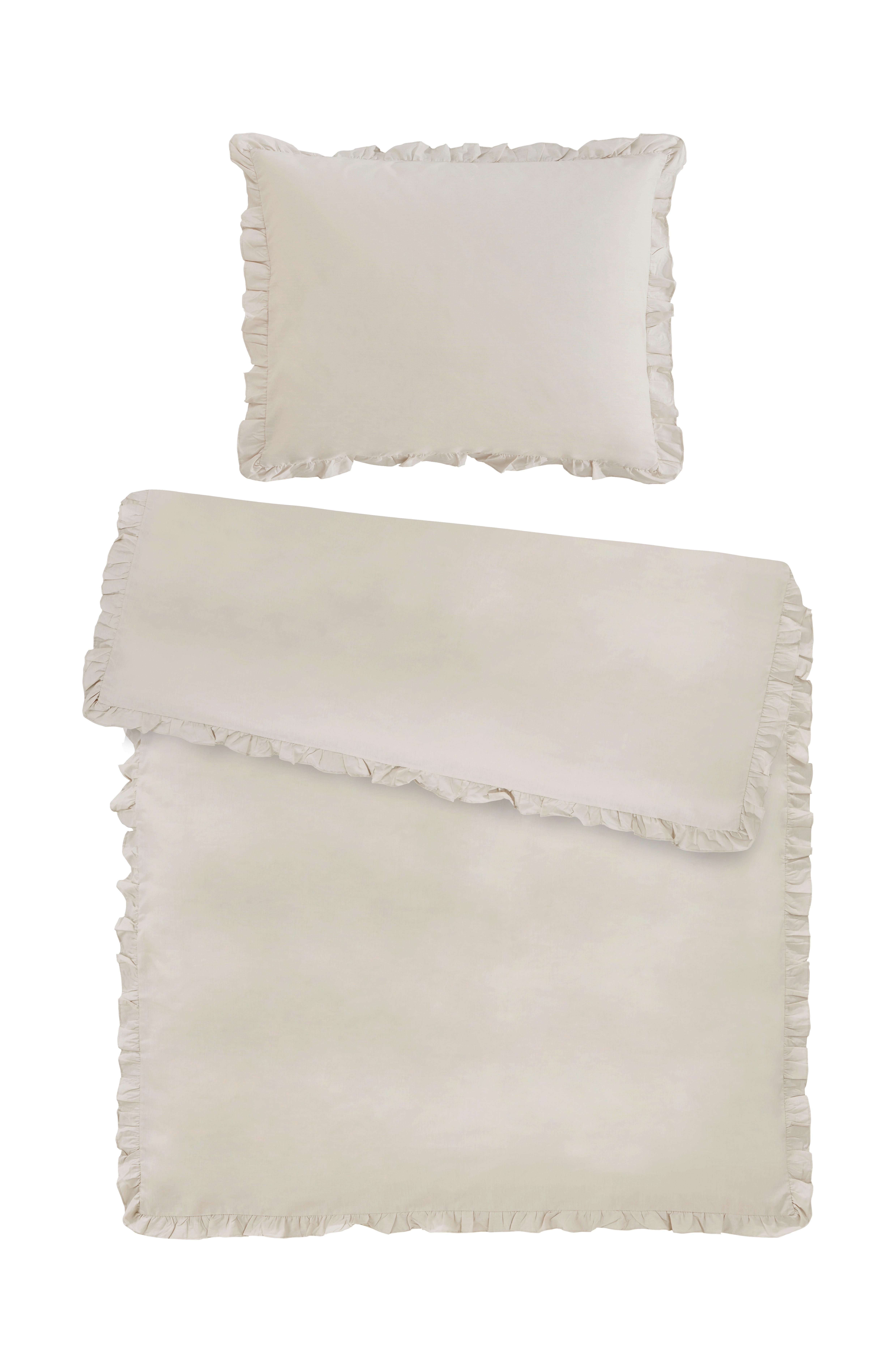 Ágyneműhuzat-garnitúra Rüschen - homokszínű, Romantik / Landhaus, textil (140/200cm) - Zandiara