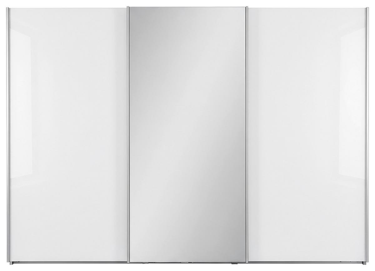 Schwebetürenschrank Lumos Weiss - Weiss/Alufarben, Konventionell, Glas/Holzwerkstoff (298/222/68cm) - Based