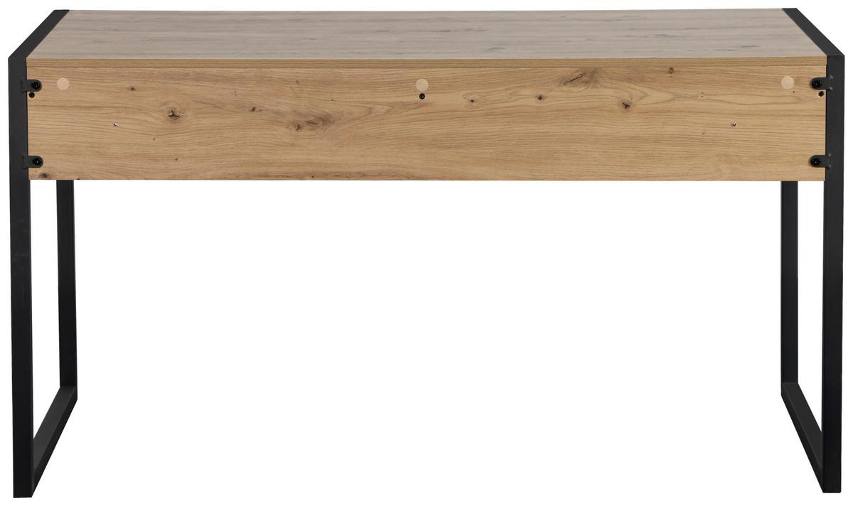 BIURKO SLIMLINE - czarny/dąb artisan, Modern, materiał drewnopochodny/metal (140/70/75cm) - MID.YOU