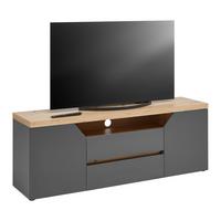 Lowboard Pepe Graphitfarben/Eiche Artisan - Graphitfarben/Schwarz, MODERN, Holzwerkstoff/Kunststoff (160/57/40cm) - Mömax