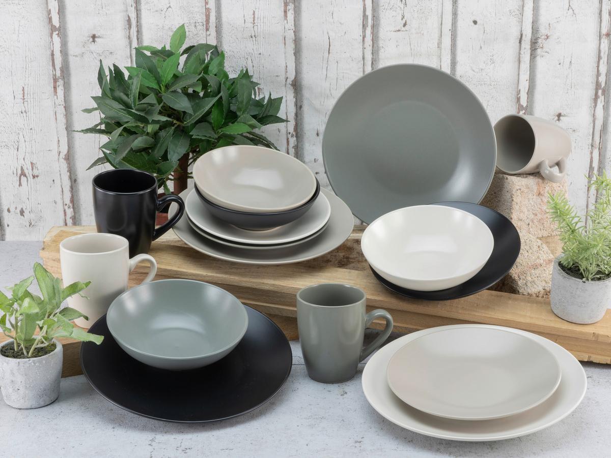 Kombinirani Servis Manhattan, 16-Delni - rjavosiva/siva, Basics, keramika - Creatable