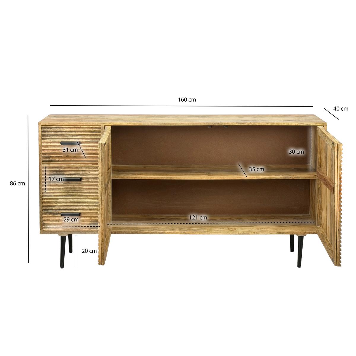 Sideboard Wl7.619 - Schwarz/Braun, Design, Holz/Metall (160/40/86cm) - Livetastic