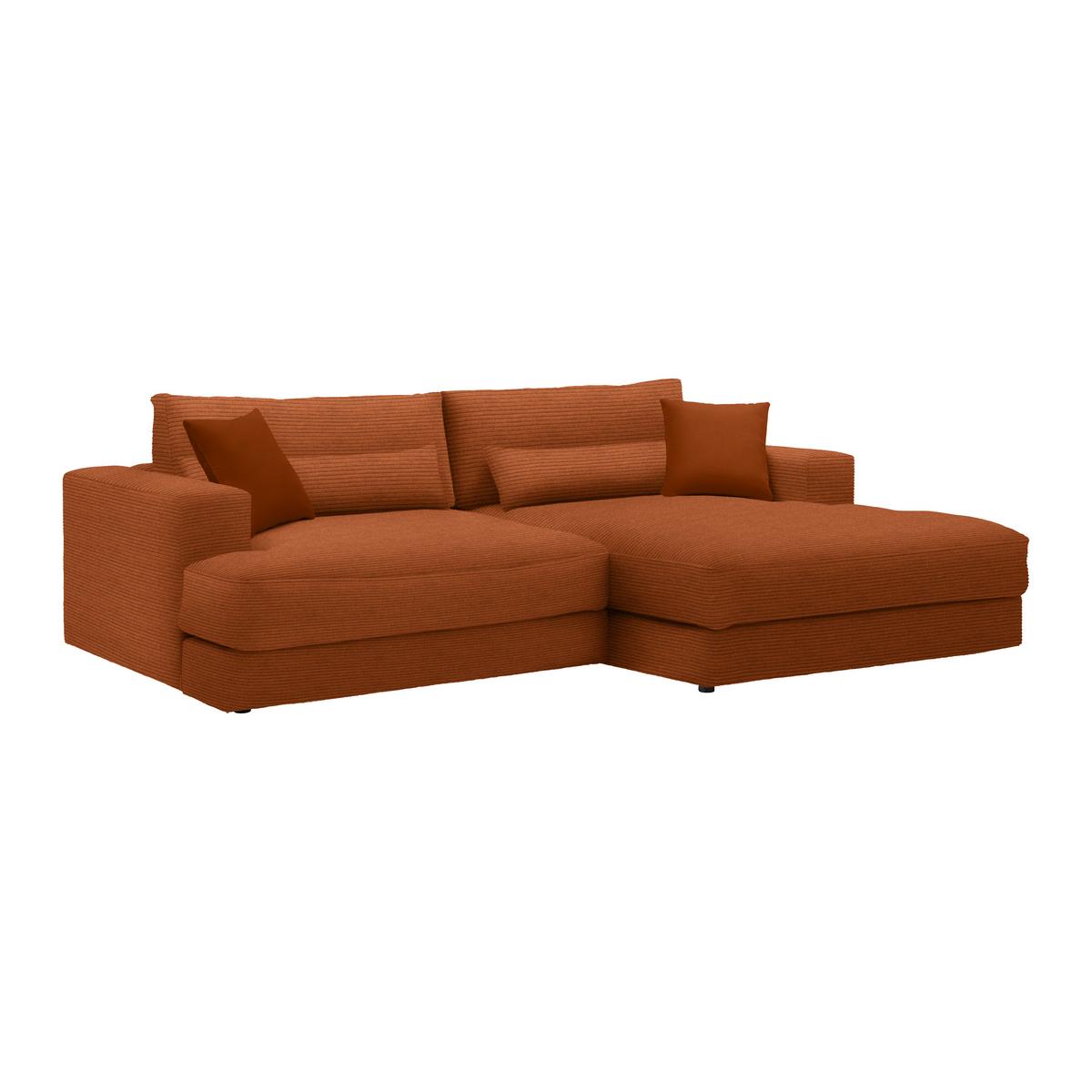 Ecksofa Fabiona rechts Rostfarben - Rostfarben/Schwarz, MODERN, Holz/Kunststoff (268/85/194cm) - Premium Living