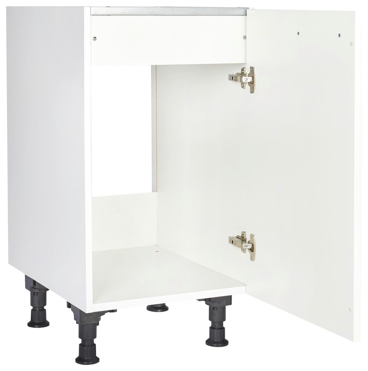Spülenunterschrank Touch Weiß - Edelstahlfarben/Weiß, MODERN, Holzwerkstoff/Metall (45/87/56cm) - Nobilia