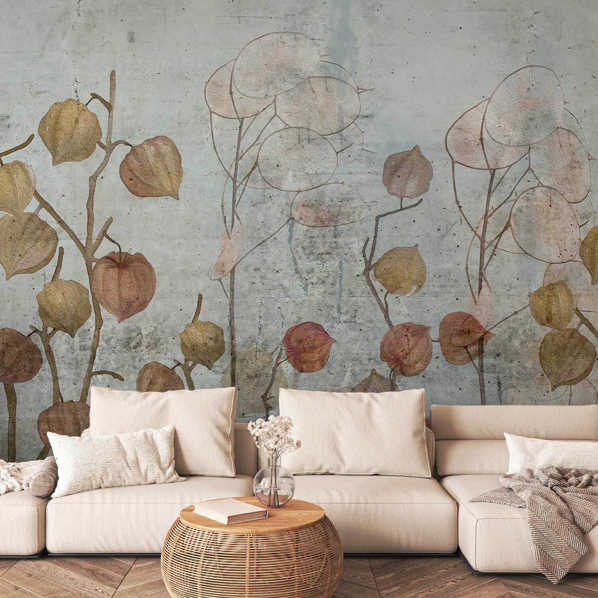 Fototapeta Painted Lunaria, 100x70cm - modra/rjava, Trendi, tekstil (100/70cm) - artgeist