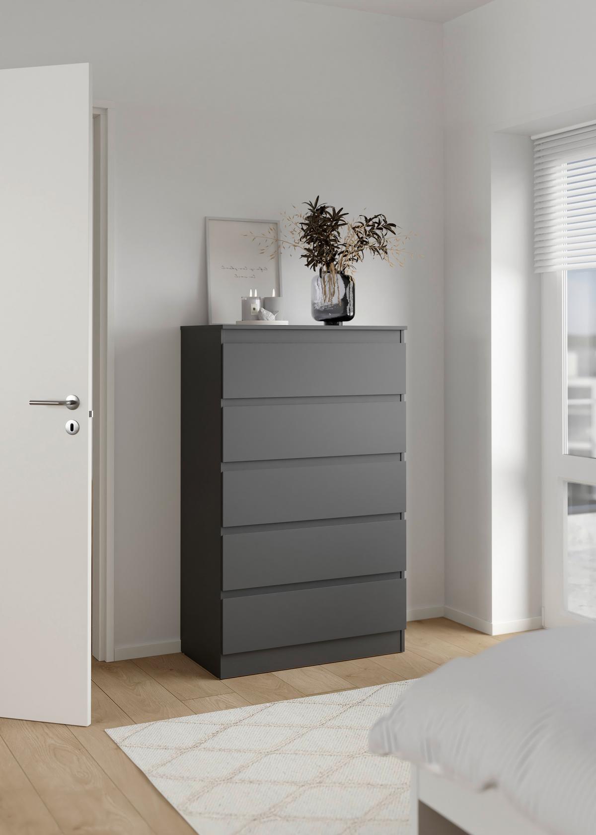 Kommode Mara 5 Anthrazit - Anthrazit, KONVENTIONELL, Holz/Holzwerkstoff (77/125/42cm) - Mömax