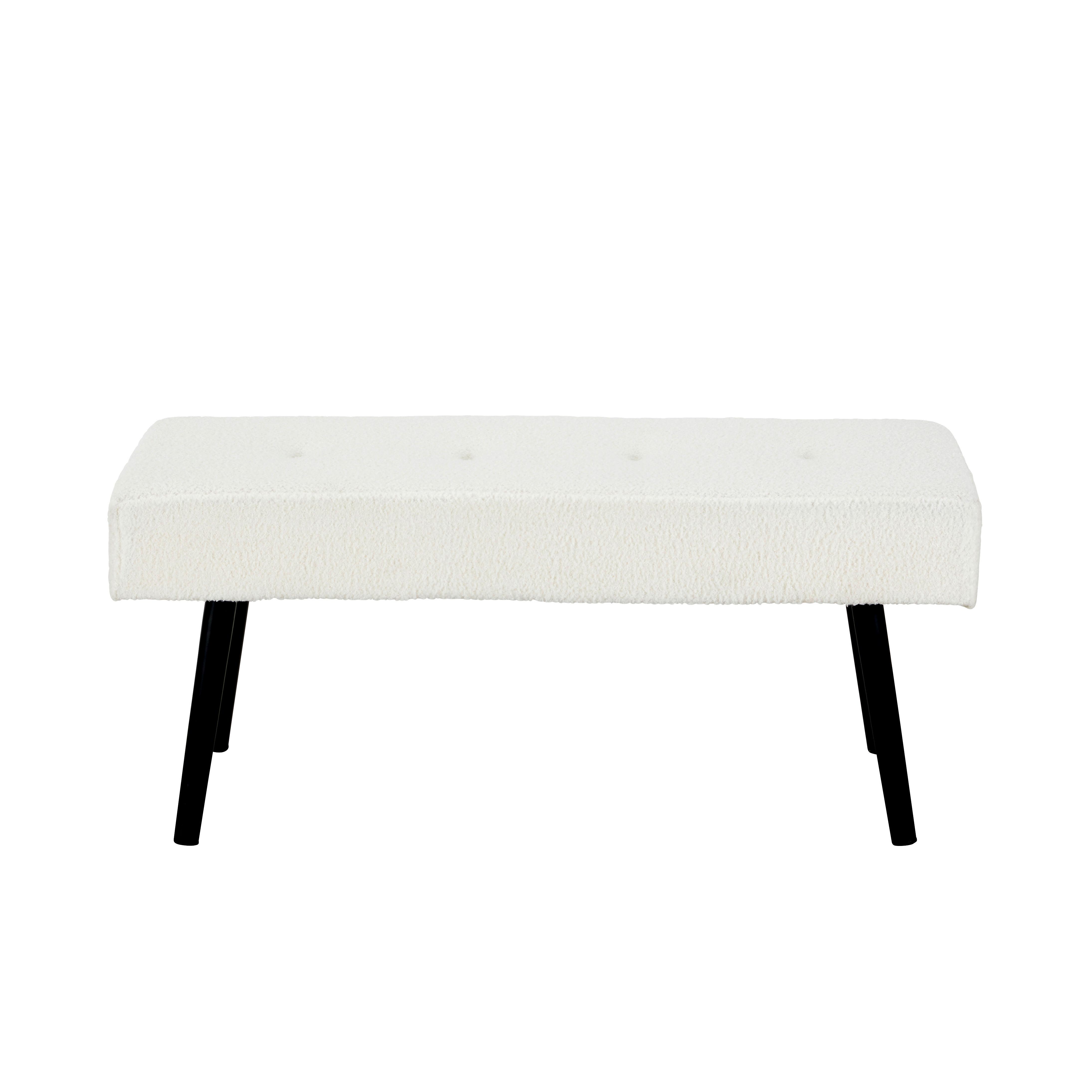 Ülőpad Fehér Huzattal Denise - Fehér/Fekete, modern, Fém/Textil (100/44/35cm) - Modern Living