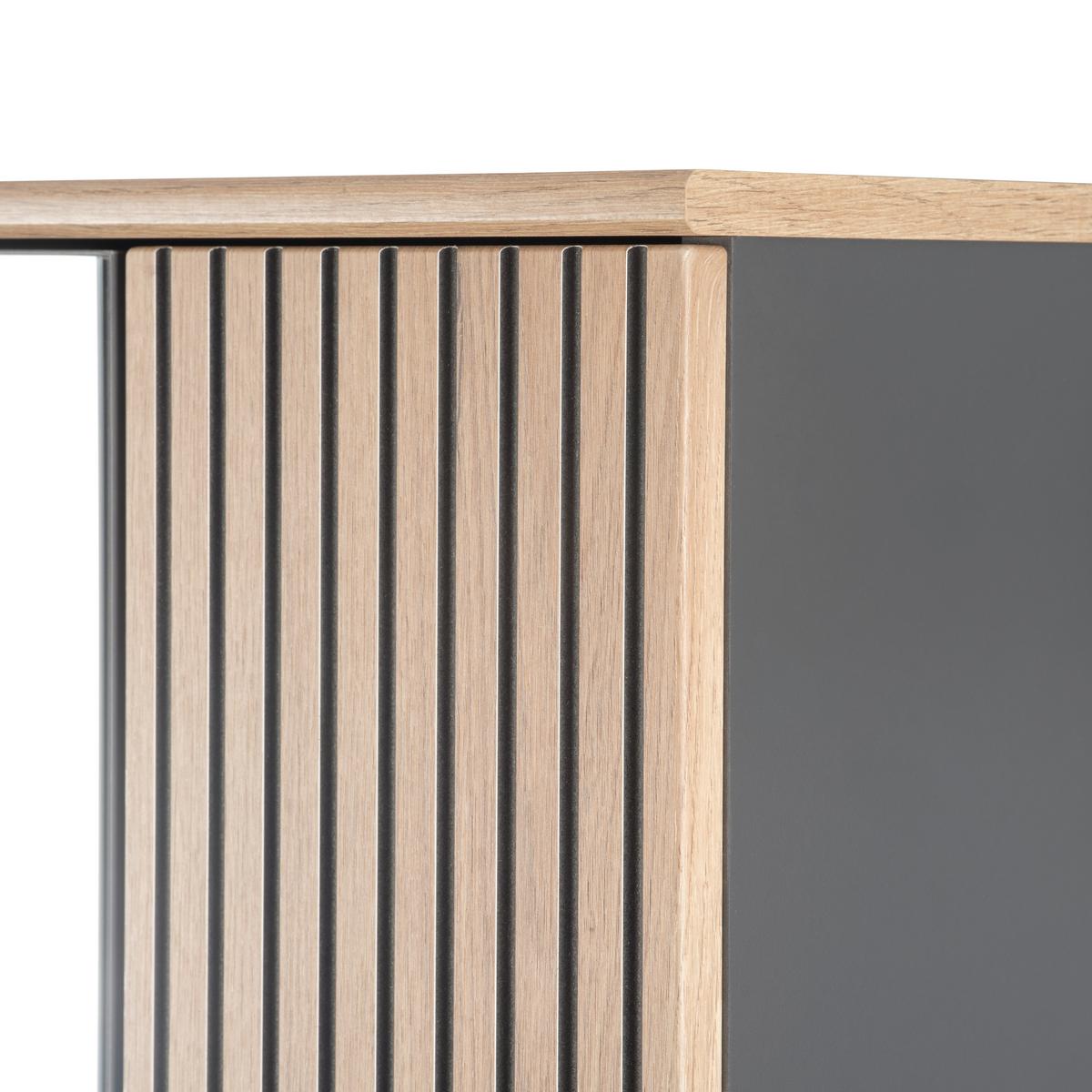 Dulap pentru hol CLEVER - culoare lemn stejar/antracit, Modern, sticlă/material pe bază de lemn (55,5/193/38cm) - Modern Living