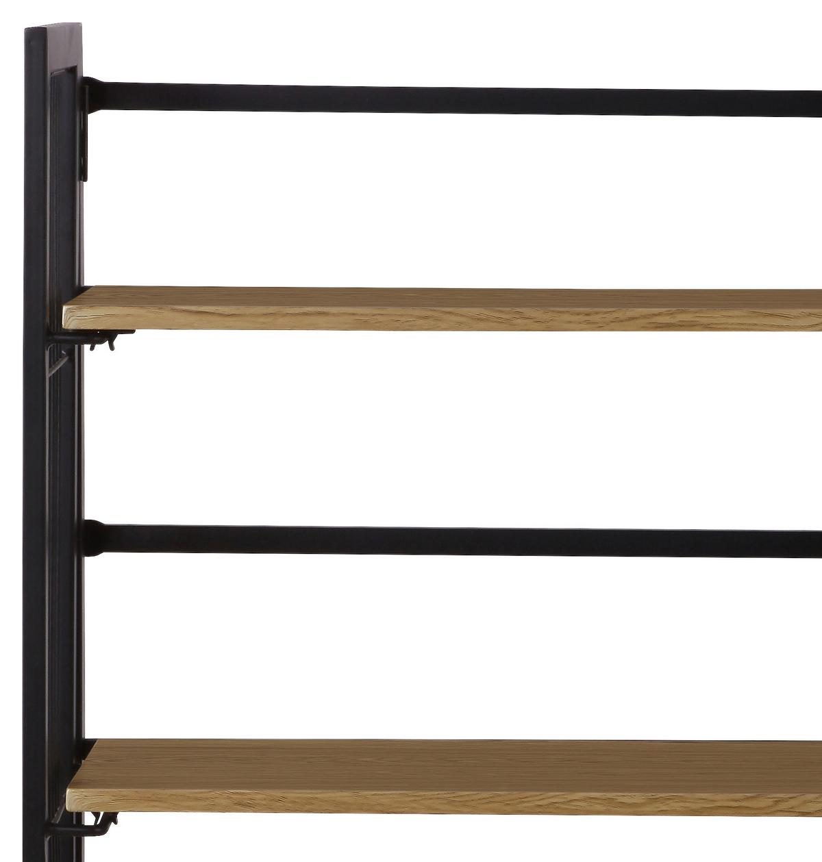 Etajeră Klapp - culoare lemn stejar/negru, Modern, metal/material pe bază de lemn (60/124,5/30cm) - Modern Living