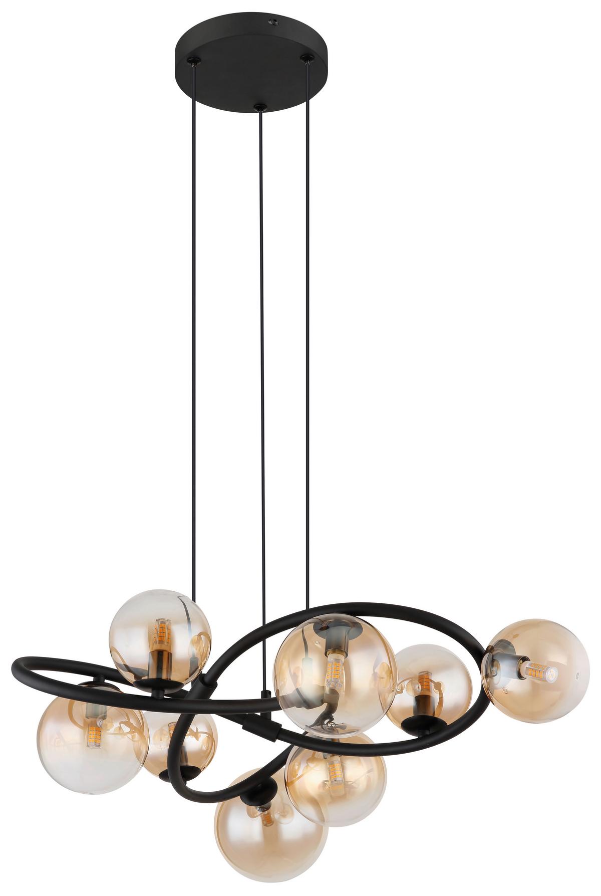 Svjetiljka Viseća 56141-8h - prozirno/crna, Design, staklo/metal (65/120cm) - Globo