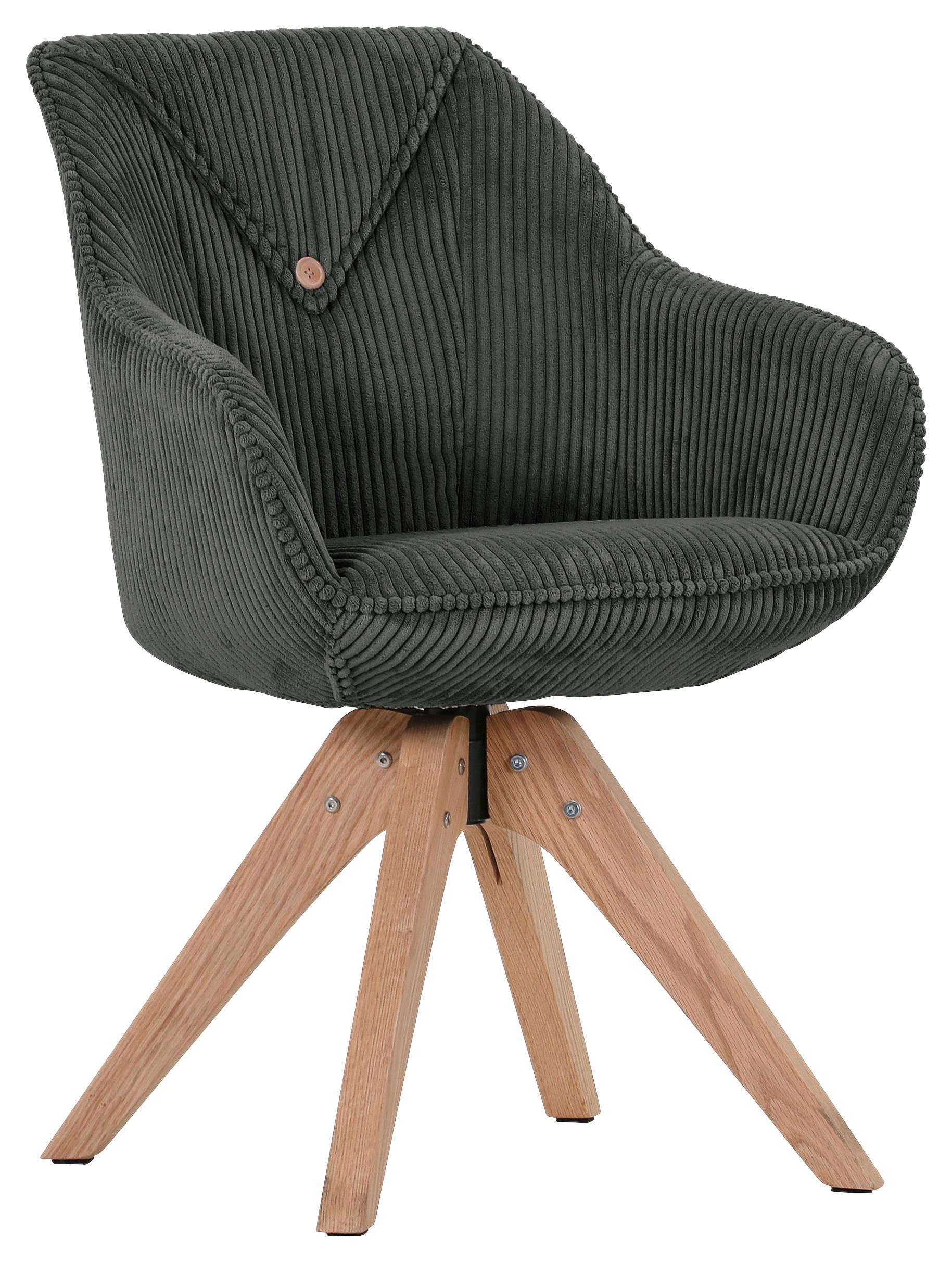 KRZESŁO Z PODŁOKIETNIKAMI EASY - kolor naturalny/ciemnoszary, Konventionell, tkanina/drewno (60/83/65cm) - Landscape