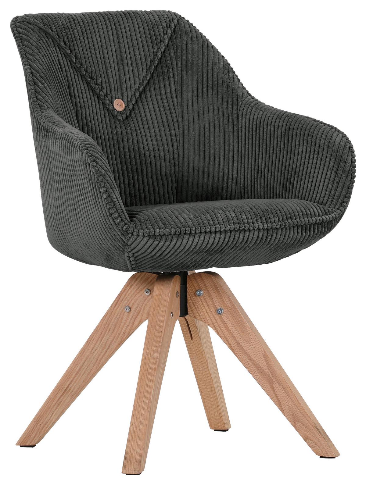 KRZESŁO Z PODŁOKIETNIKAMI EASY - kolor naturalny/ciemnoszary, Konventionell, tkanina/drewno (60/83/65cm) - Landscape