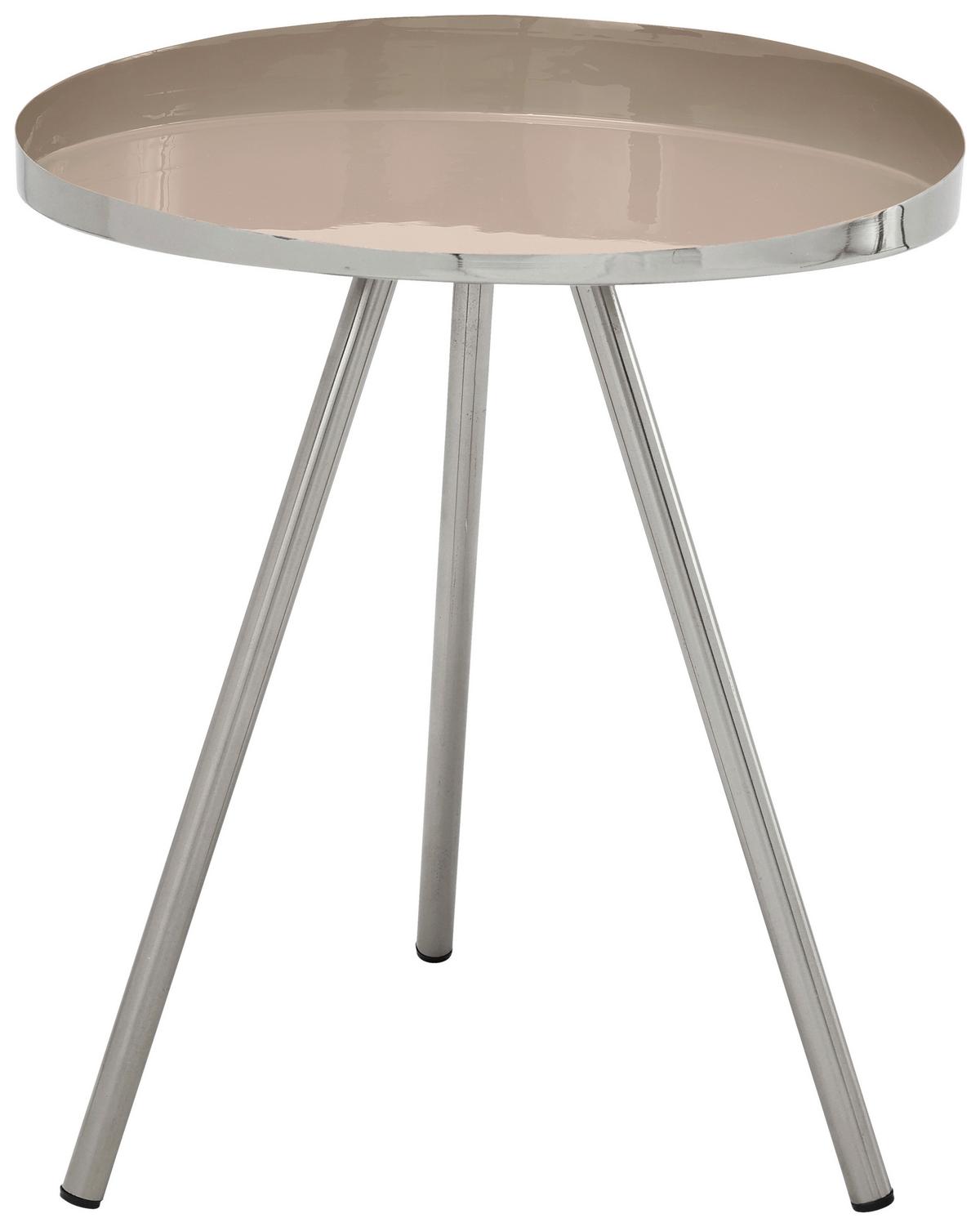 BEISTELLTISCH MORRISON 725 TAUPE - Taupe/Silberfarben, Design, Metall (41/41/47cm) - Kayoom