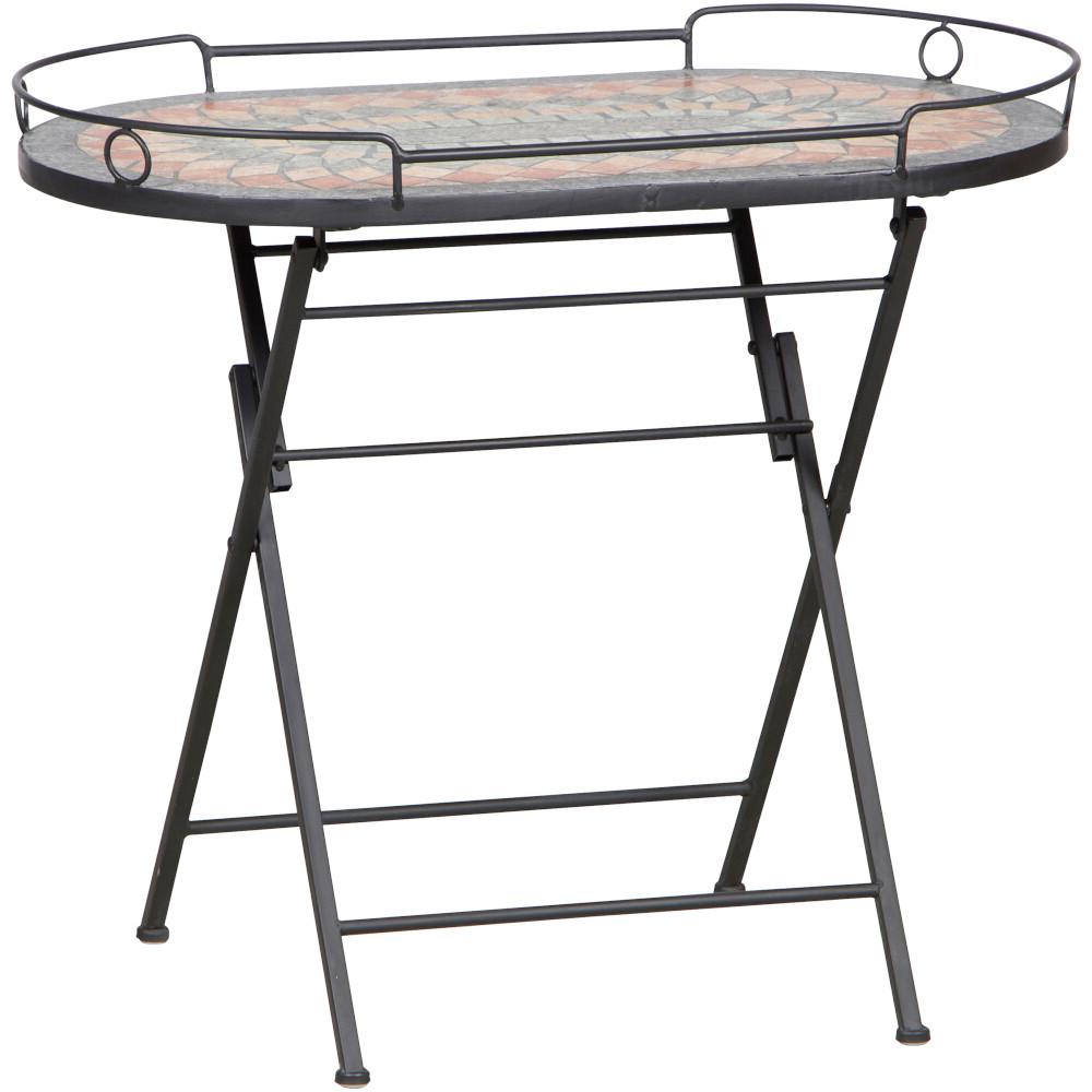 GARTENBEISTELLTISCH 380831 - Multicolor/Schwarz, MODERN, Keramik/Metall (68/41/60cm) - Siena Garden