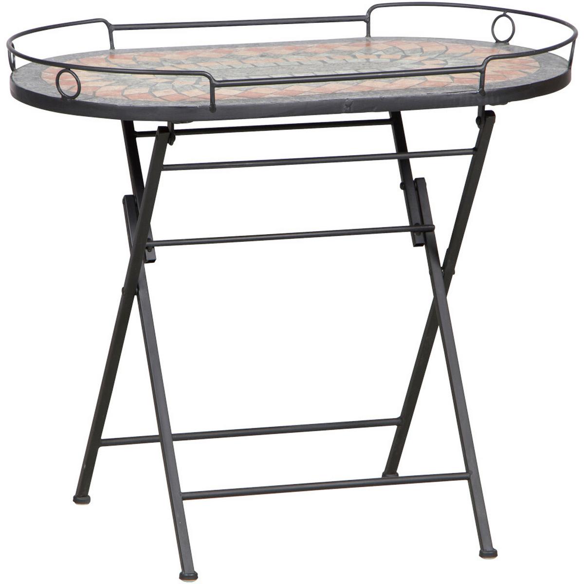 GARTENBEISTELLTISCH 380831 - Multicolor/Schwarz, MODERN, Keramik/Metall (68/41/60cm) - Siena Garden