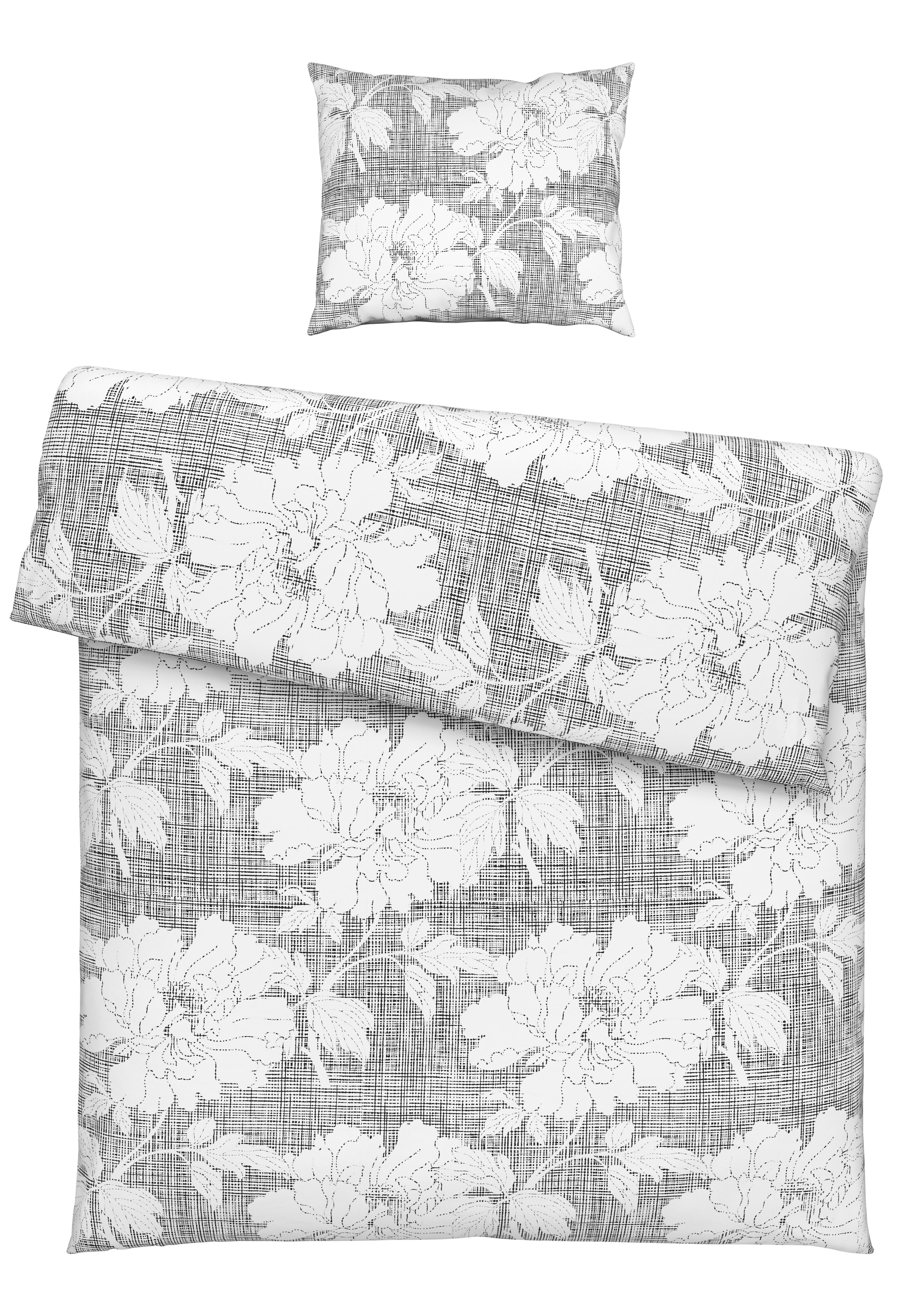 BETTWÄSCHESET GUNDI - Weiss/Schwarz, Romantik / Landhaus, Textil (160/210cm) - Mömax