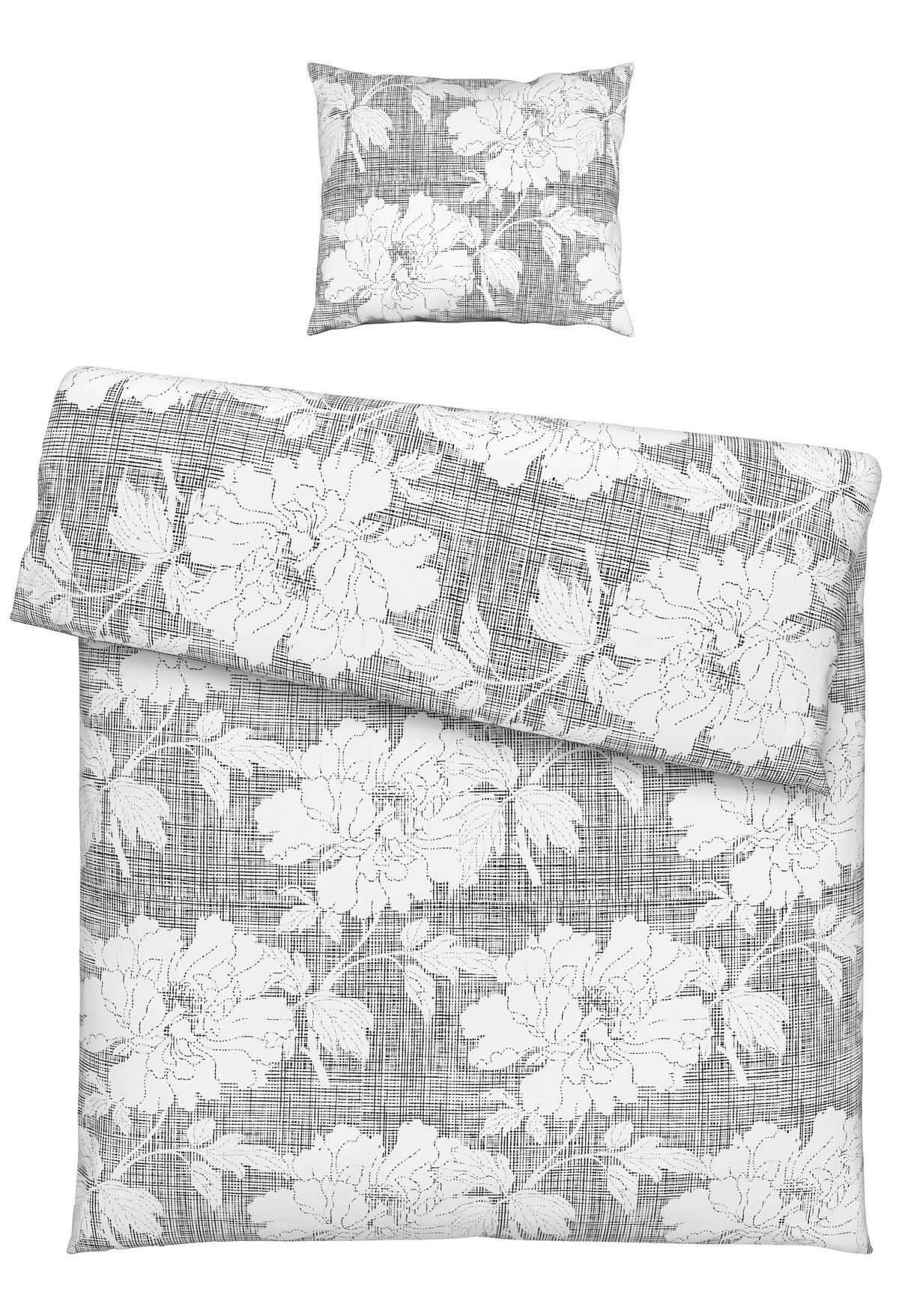 BETTWÄSCHESET GUNDI - Weiss/Schwarz, Romantik / Landhaus, Textil (160/210cm) - Mömax