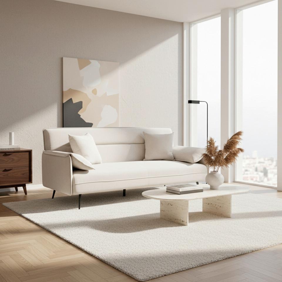 BÄDDSOFFA LANA - beige/antracit, Modern, metall/trä (199/89/95cm) - Bessagi Home