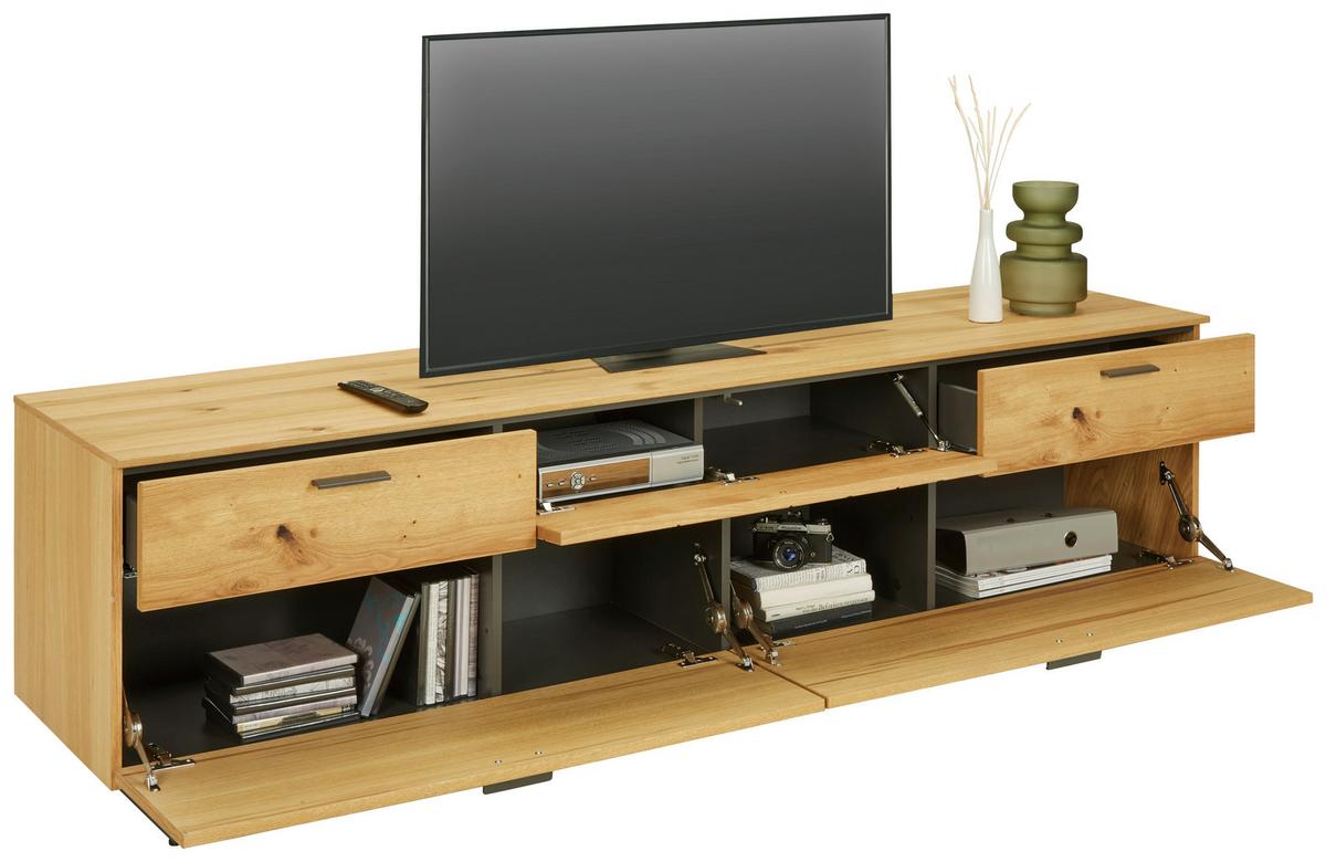 TV-Element Stockholm in Wildeiche - Wildeiche/Schwarz, MODERN, Holzwerkstoff/Metall (203/59/50cm) - Premium Living