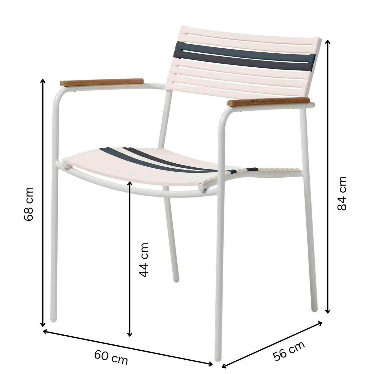 Gartenstuhl Mood Weiß/Schwarz/Teak - Weiß/Naturfarben, Natur, Holz/Kunststoff (60/84/58cm) - Gardenson