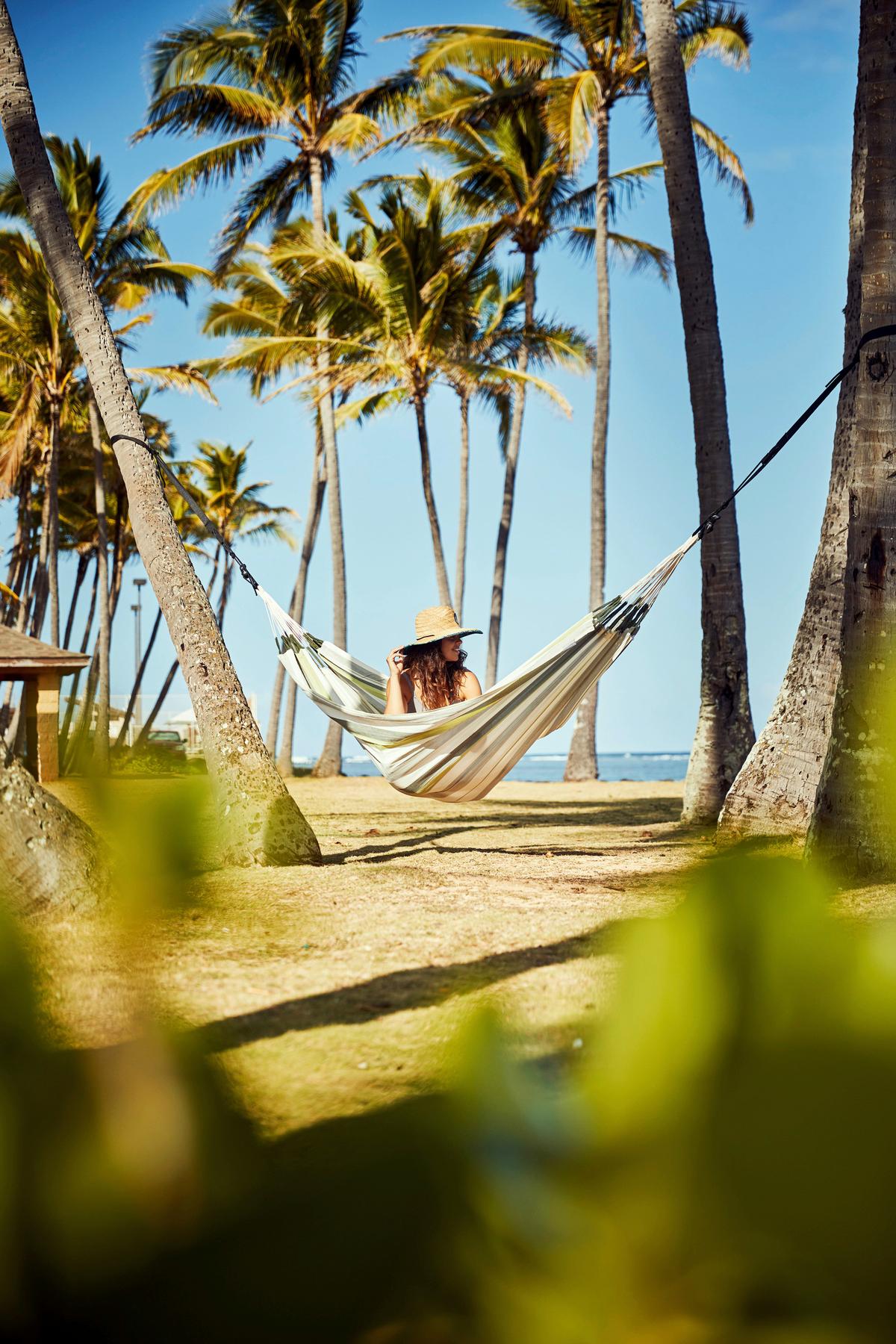 Hängematte Classic Double Hammock Outdoor Weiß/Grün - Weiß/Hellgrün, KONVENTIONELL, Textil (160/350cm) - La Siesta