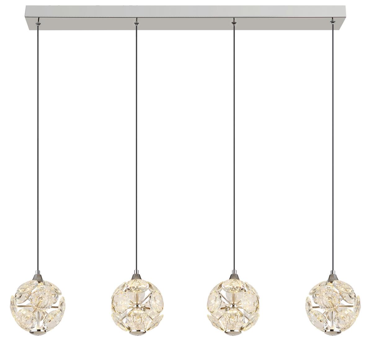 LED-HÄNGELEUCHTE 16047-4HC VIRINA - Klar/Chromfarben, Konventionell, Glas/Kunststoff (93/15/150cm) - Globo