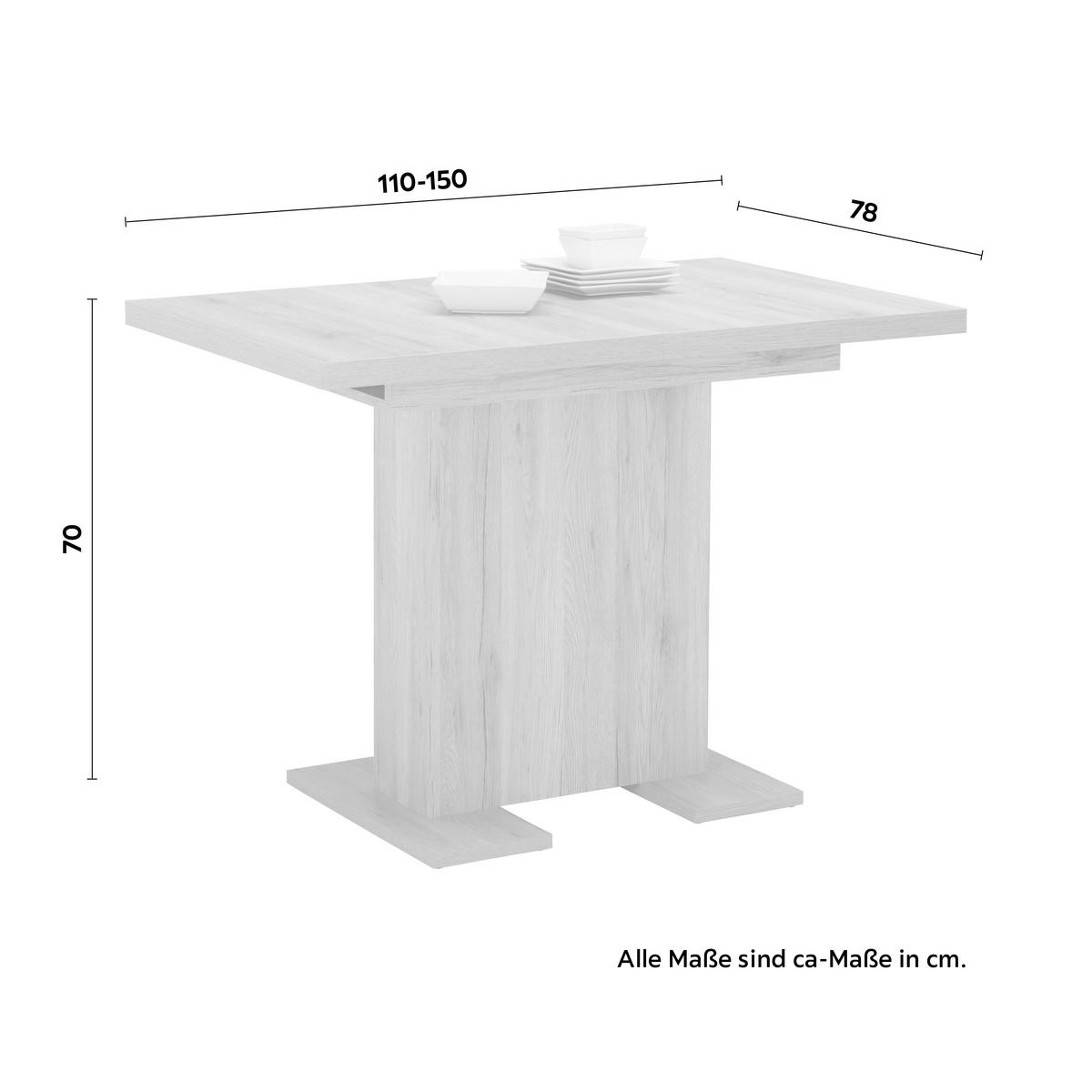 Kihúzható Asztal Klara - tölgyfa, Modern, faalapú anyag (110-150/78/70cm) - Mömax