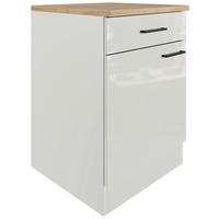 Küchenunterschrank in Lichtgrau glänzend - Schwarz/Grau, MODERN, Holzwerkstoff/Metall (60/86/60cm) - FlexWell