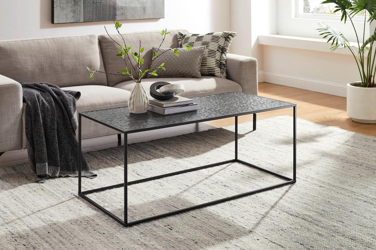 Klubska Miza Black, Črna - črna, Design, kovina/steklo (110/55/45cm) - Livetastic