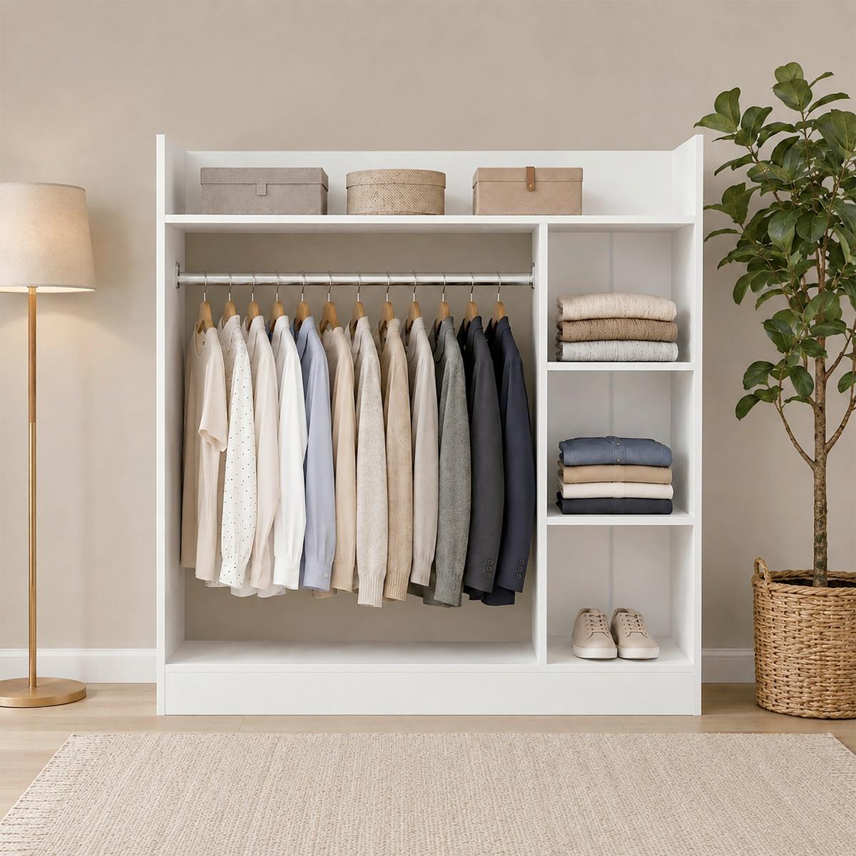 Offener Kleiderschrank Palosa "m" - Weiss, Modern, Holzwerkstoff/Metall (118/115/35cm) - Livetastic