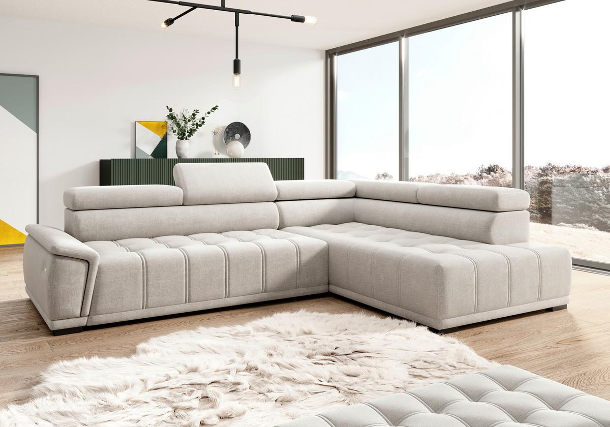 Kutna Garnitura Gremio - sivo-bijela/crna, Moderno, tekstil/plastika (283/106cm) - Modern Living