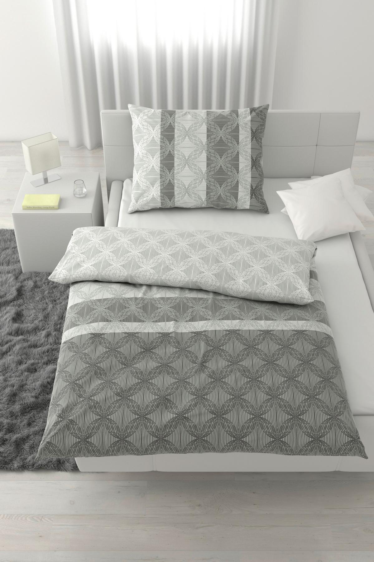 Lenjerie de pat Carlos, cca. 140x200/50x70 cm - gri, Modern, textil (140/200cm) - Mömax