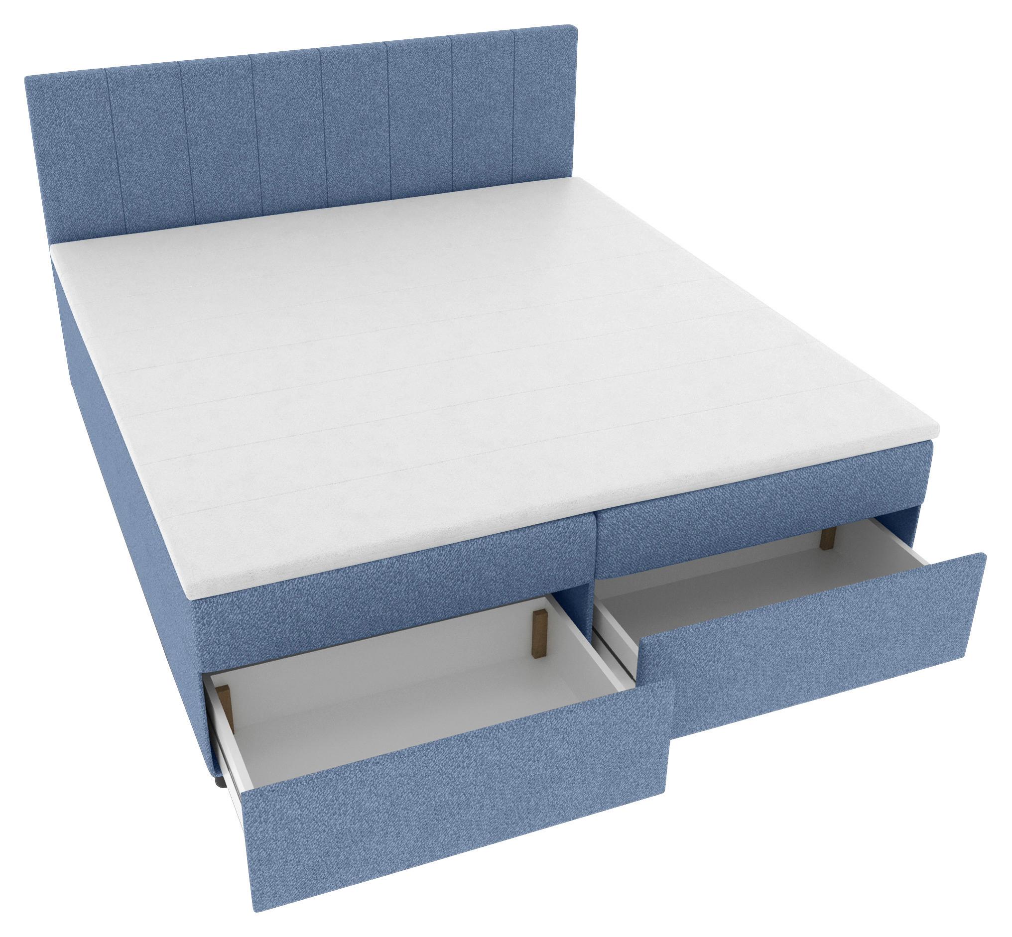 Boxbett Odin Blau ca. 180x200cm - Blau/Schwarz, KONVENTIONELL, Kunststoff/Textil (180/200cm) - Based